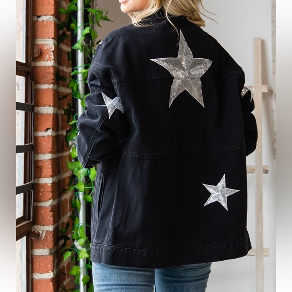 31 Fabulous Sequin Star Patch Denim Jacket - Picture 2 of 5